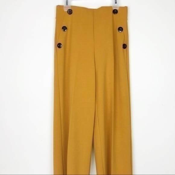 Mustard yellow high waist wide leg pants s… - Picture 3 of 5
